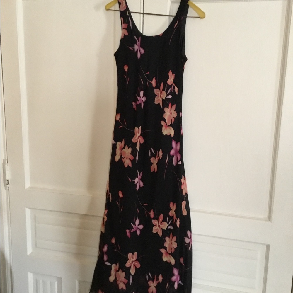 Mary McFadden Collection floral print sleeveless long dress